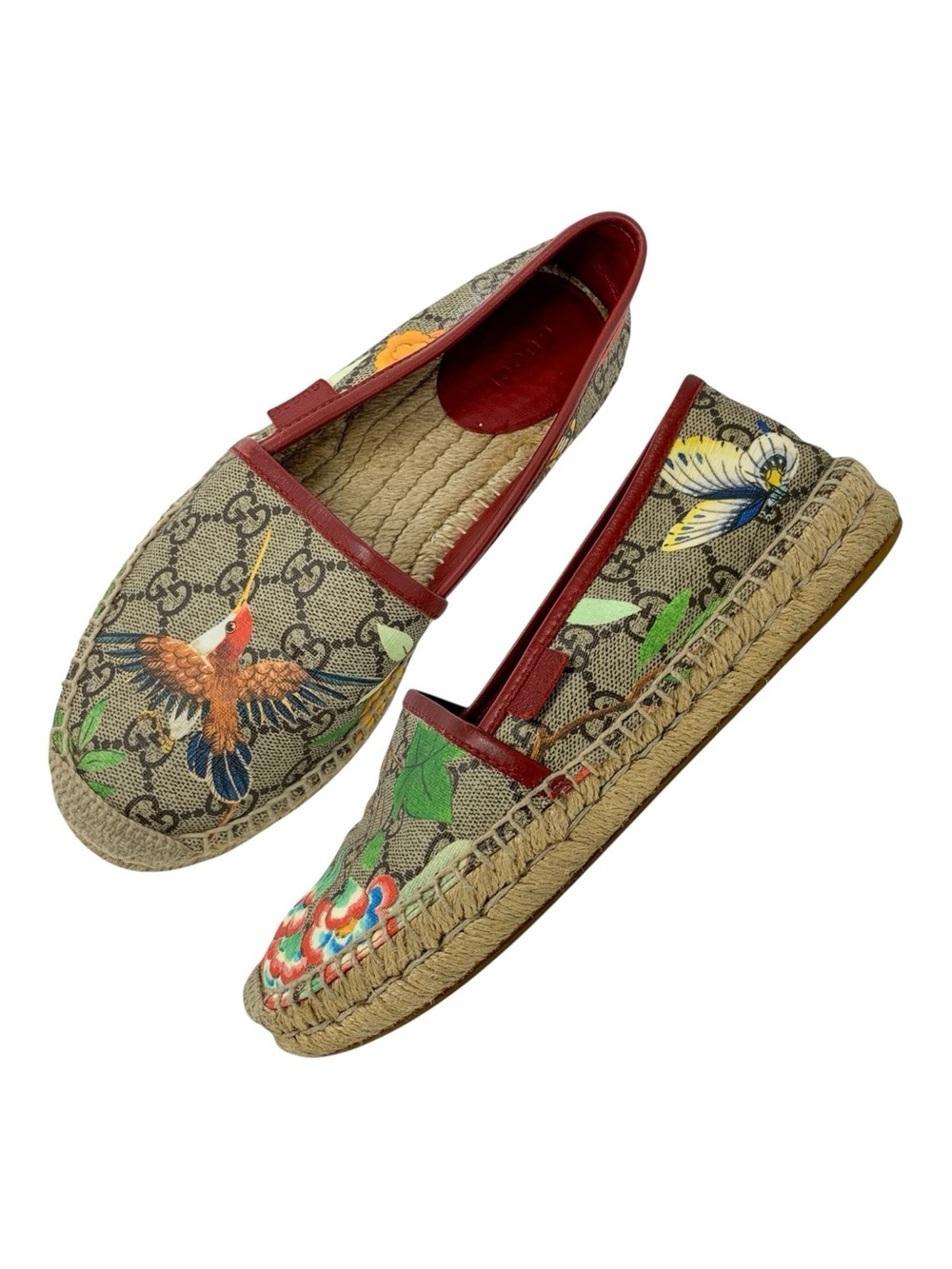 Gucci Tian GG Supreme Floral Bird Espadrilles Size 36 Flats